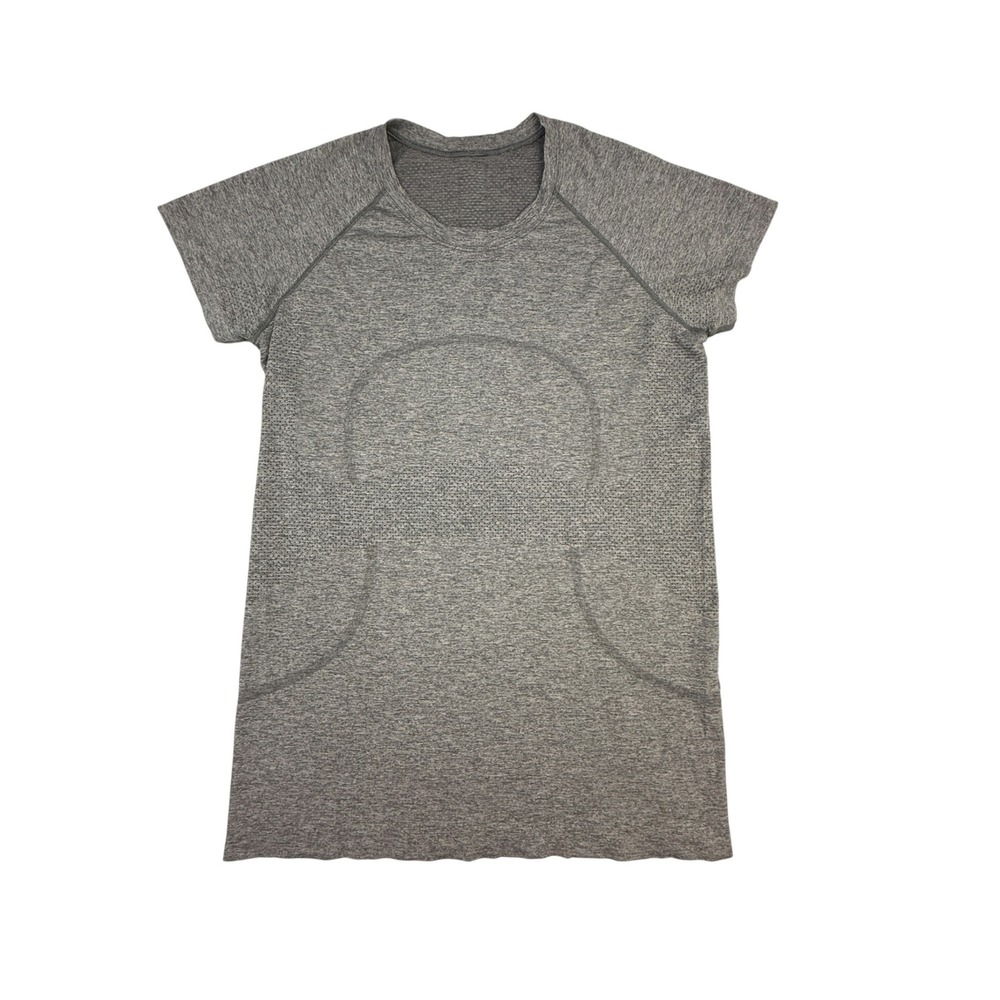 Lululemon Swiftly Tech Short Sleeve Top Women 10 Gray Heathered Athletic Workout